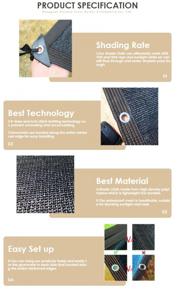90% Reinforced Grommet Greenhouse Shade Cloth Untuk Teras Kolam Renang 1